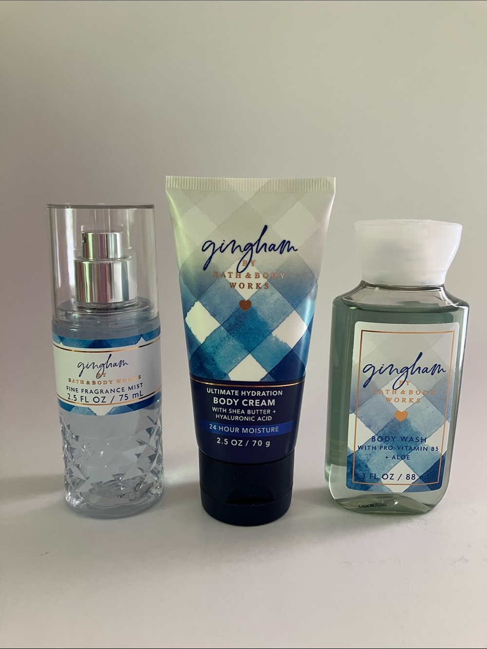 NWT ! Gingham Collection Body Care Travel Size 3 Piece Set